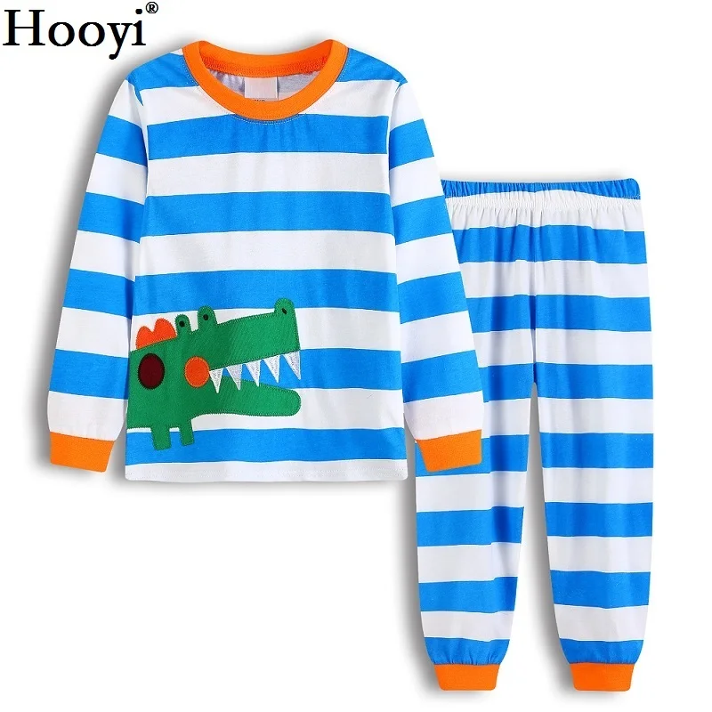 Dino Boys Sleepwear Suits 100% Cotton Long Children Clothes Sets Motor T-Shirts Pants 2-Pieces Sets Kid Pyjamas 2 3 4 5 6 7 Year pajama sets cheap Sleepwear & Robes