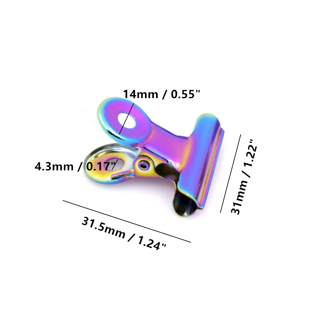 rainbow bulldog clips size