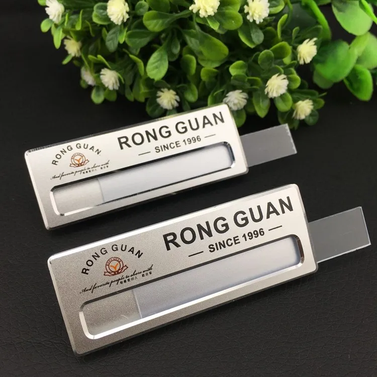 150pcs 7.52CM name badge aluminium reusable name tag ID chest badge holder with safety pin (13)