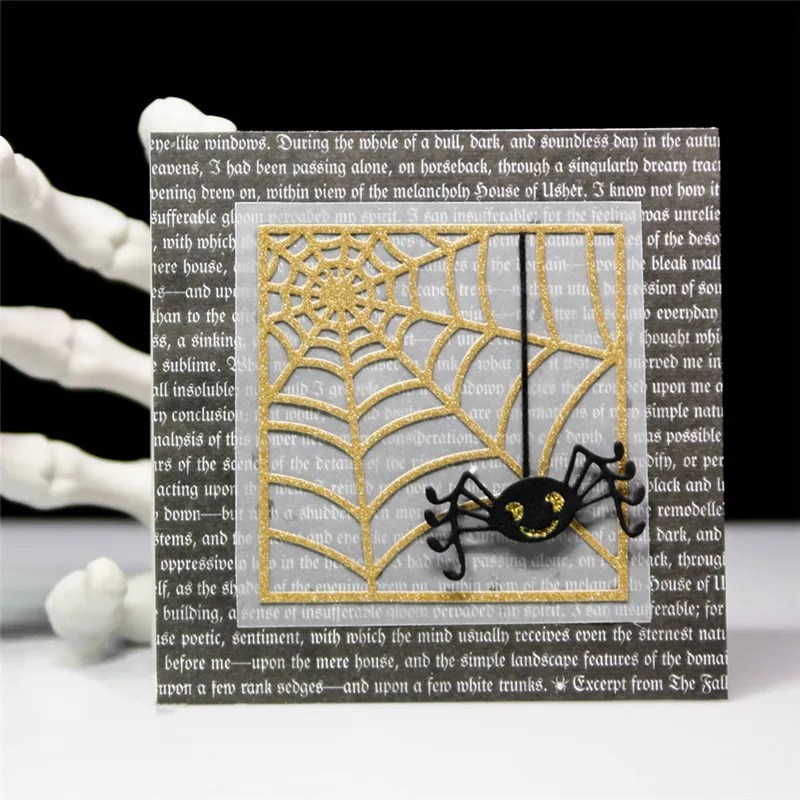 

GJCrafts 4PCs Spider Web Halloween Dies Metal Cutting Dies for Scrapbooking Craft Dies 2018 Embossing Stencil Card Decoration
