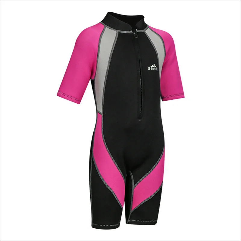 2mm Neoprene Kids Wetsuit Teenage 2-12Y Short Sleeve Jumpsuit Anti-jellyfish
