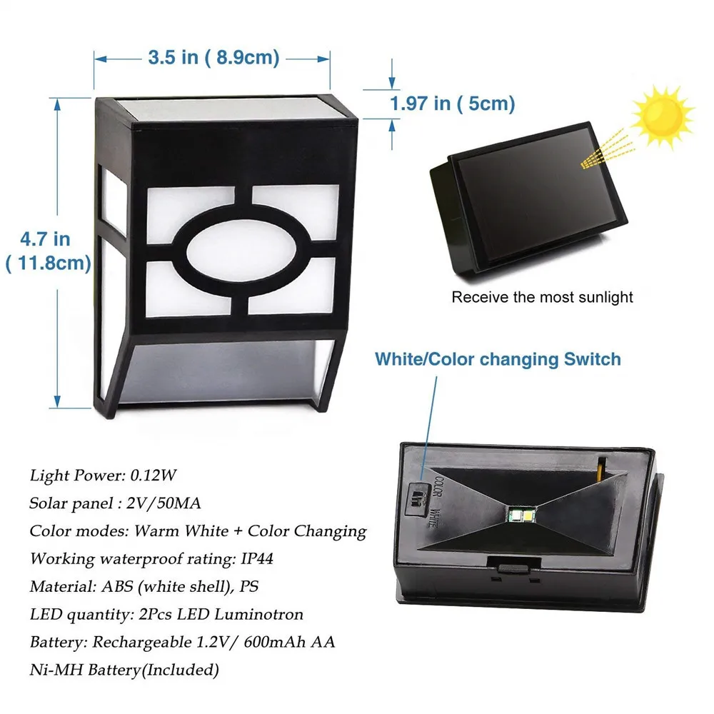 2 шт. солнечное освещение для дома, открытый пейзаж, садовый забор, лампа focos solares led para exterior Envio Gratis