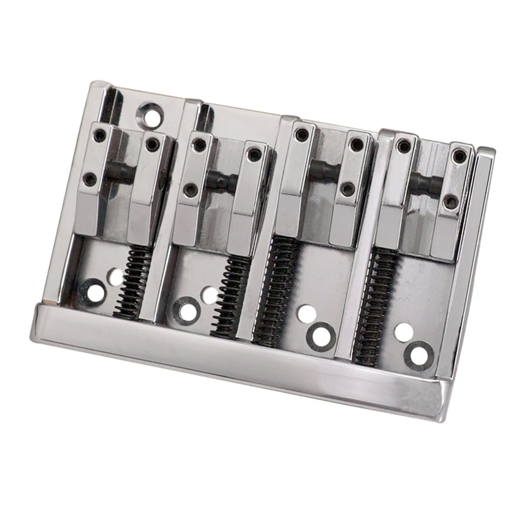 Durable 1 Set 4-string Electric Bass High-End Roller Saddles Bridge Tailpieces Silver Guitar Accessory