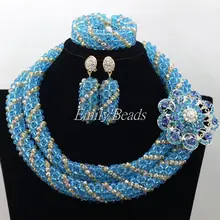 Чудесные африканские комплекты ювелирных изделий ручной работы нигерийские хрустальные бусы Набор ювелирных изделий Свадебные и вечерние Ювелирные изделия Набор AMJ567