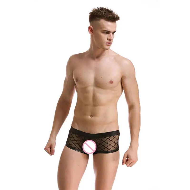 Прозрачный Плед Проверяет нижнее белье Для мужчин боксер дышащие Мужские шорты для купания шорты дышащий Сексуальная чистая прозрачная трусы Cueca - Цвет: 1x boxer