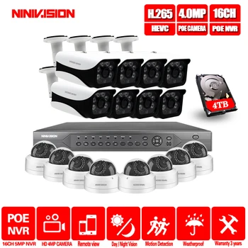 

H.265 16CH POE 5MP NVR System 16pcs 48V 4MP 2560*1440 Security Outdoor Onvif POE IP Camera 16CH CCTV Video Surveillance kit 4K