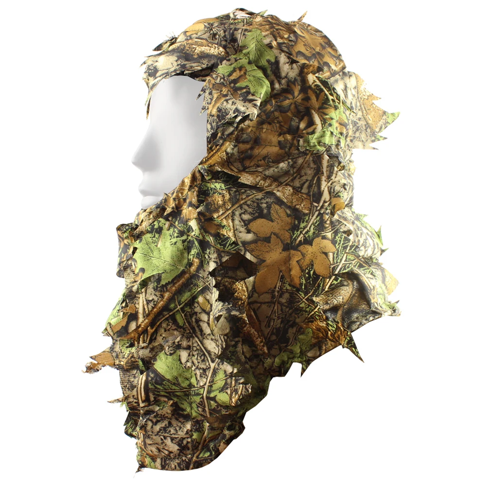 

Ultra Light Camouflage Hunting Cap Full Cover 3D Leafy Face Mask, Breathable Voice Silent Camo Hunting Ghillie Hat, Free Size
