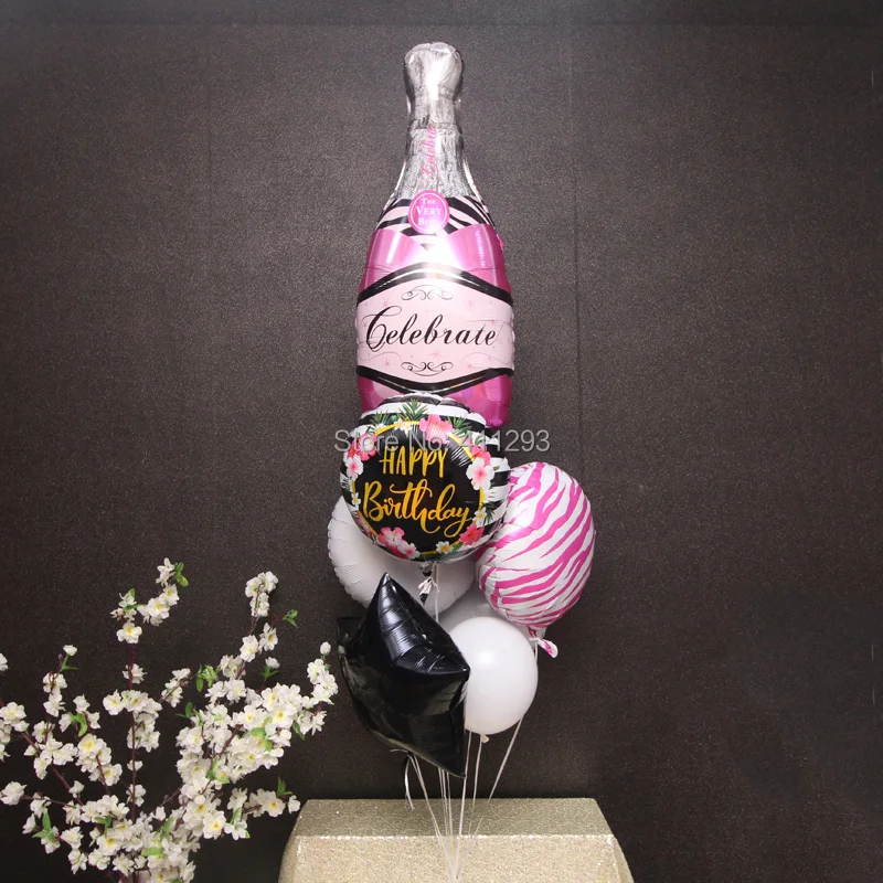Бутылка шампанского воздушные шары Корона Звезда баллон набор День рождения Свадьба вечеринка украшения золотые черные вечерние надувные шары из алюминиевой фольги
