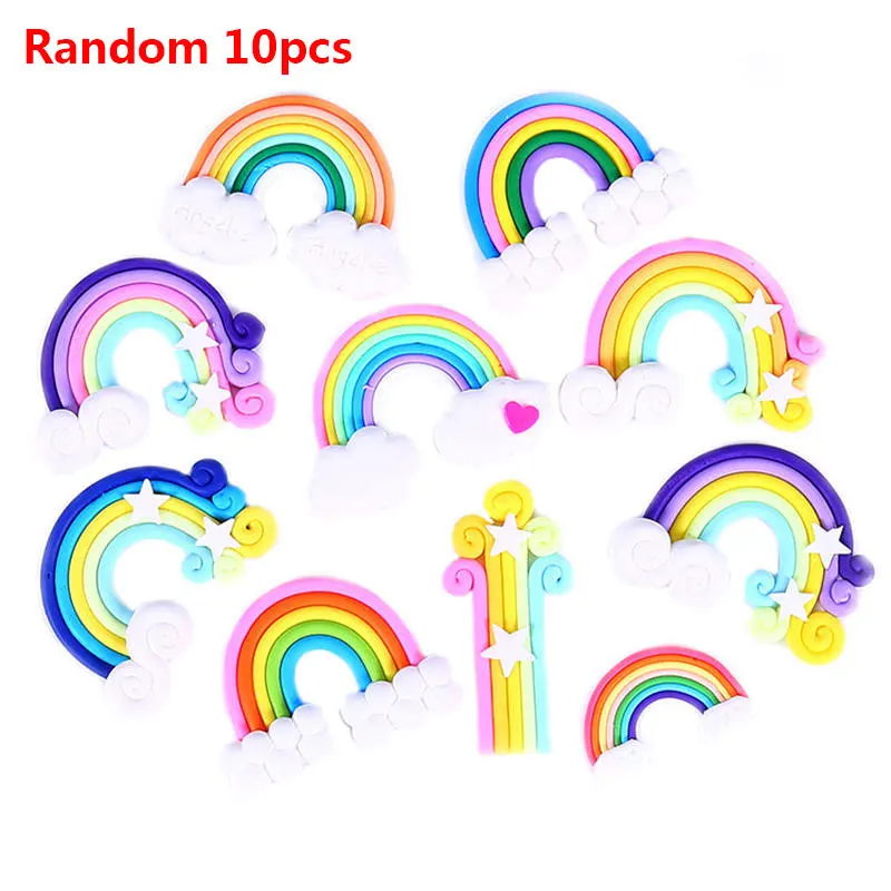 

10pcs Slime Soft pottery Rainbow Decoratie Snoep Kleur Stars Wolken Zachte Aardewerk Klei Regenboog DIY voor Kinderen