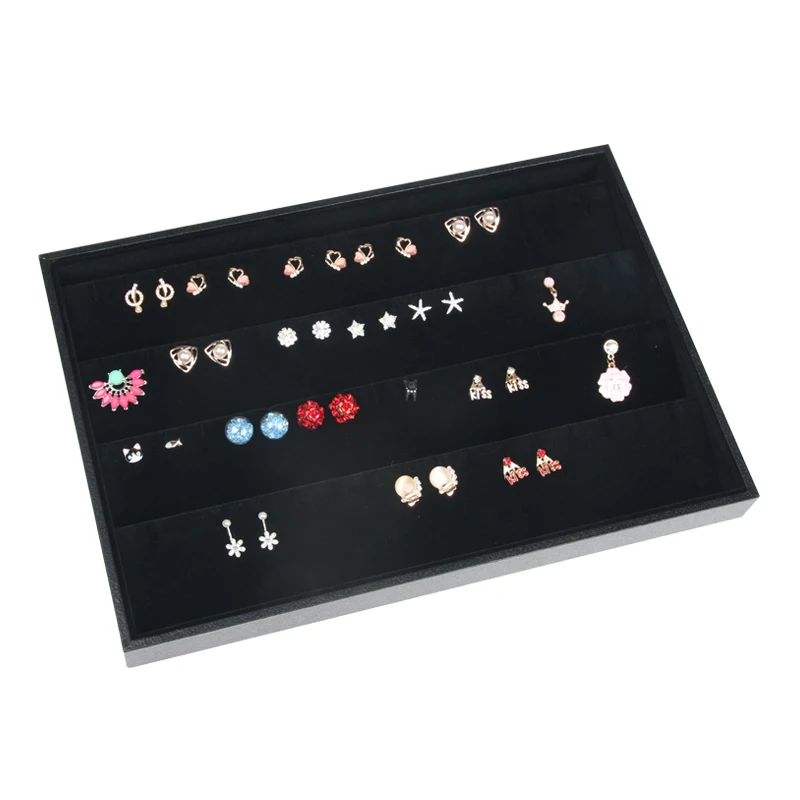 35cm*24cm Black Velvet Earrings Display Tray Jewelry ear stud