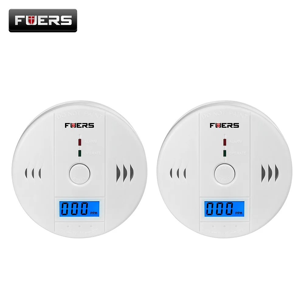 

Fuers 2pcs CO Sensor 85dB Carbon Monoxide Detectors LCD Photoelectric Independent Poisoning Warning Alarm CO Gas Sensor Detector