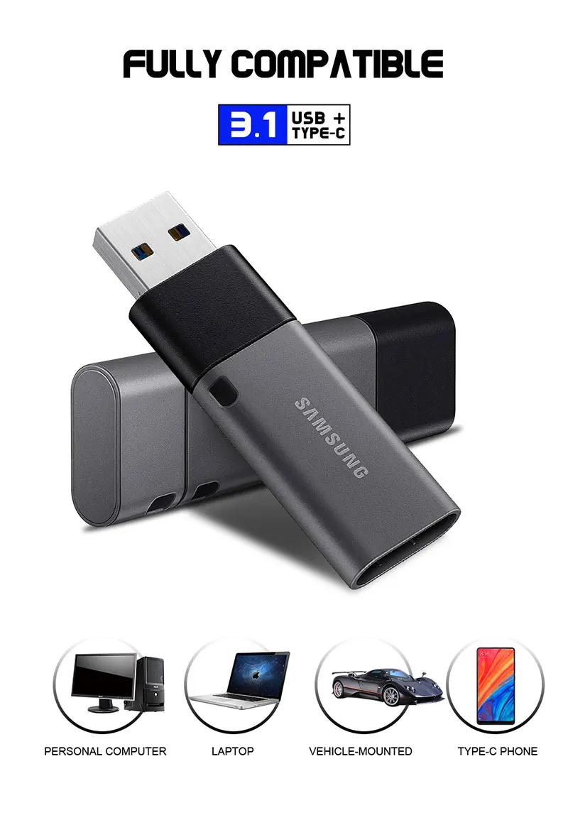 SAMSUNG USB 3,1 флеш-накопитель 64Гб флэшку 32 GB флэш-память 128G Pendrive 256G металлический u-диск DUO Plus 300 МБ/с. для Тип-C/Тип-а