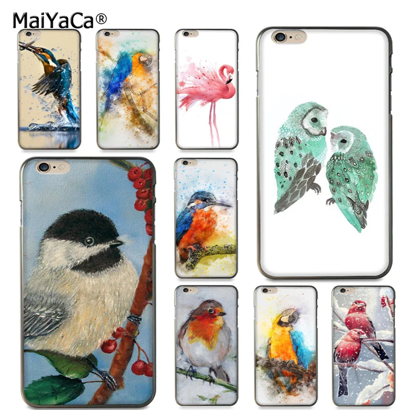 

MaiYaCa The Bird Watercolor Adorable Colored Drawing Phone Accessories Case for iPhone 8 7 6 6S Plus X 10 5 5S SE 5C case Coque