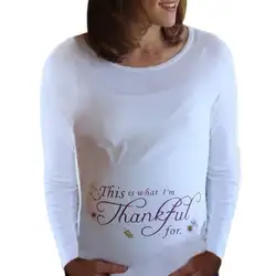 Женские Блузка с длинными рукавами это то, что я благодарен для Средства ухода за кожей для будущих мам футболка D40 +