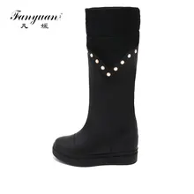 Fanyuan/зимние ботинки на платформе Для женщин до колена плюшевые стельки черный, белый цвет новые зимние русский теплая обувь Верхняя одежда Размер 39