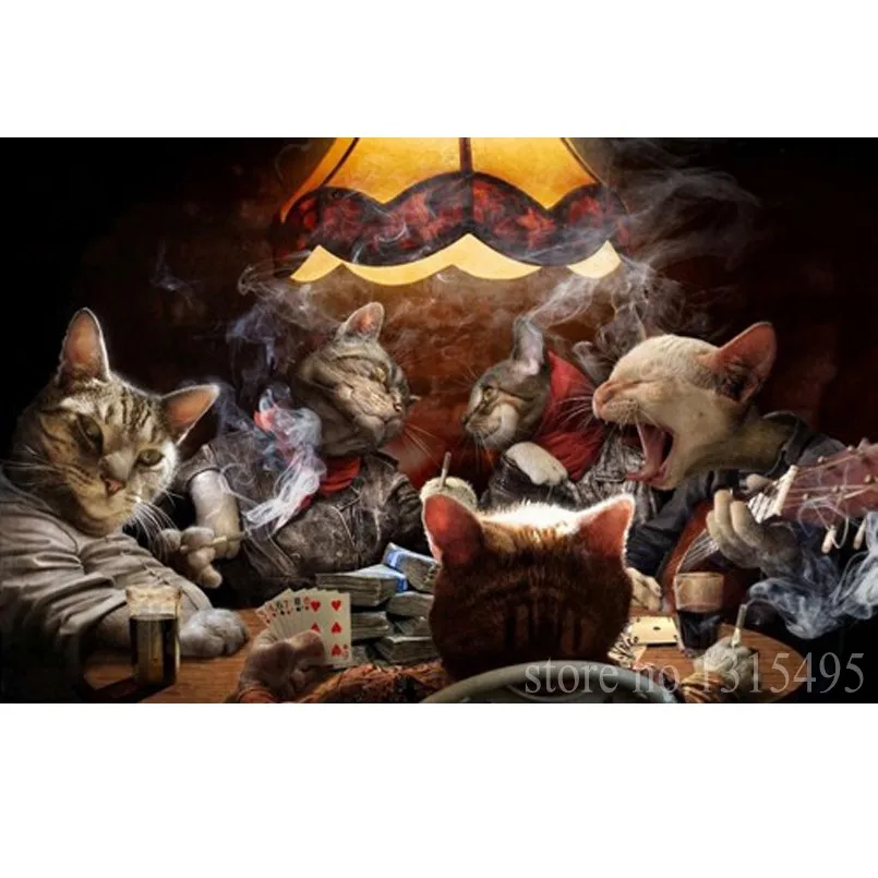 

Embroidered with crystals diy 5d diamond painting animals play cards cross stitch kits the picture pastes diamond mosaic hobby