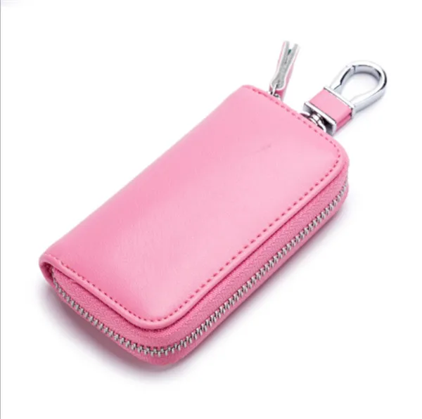 BISI GORO Luxury Key Holder Leather Key Organizer Men&Women Car Key Bag Fashion Housekeeper Key Holder Creative Gifts - Цвет: Pink CL930