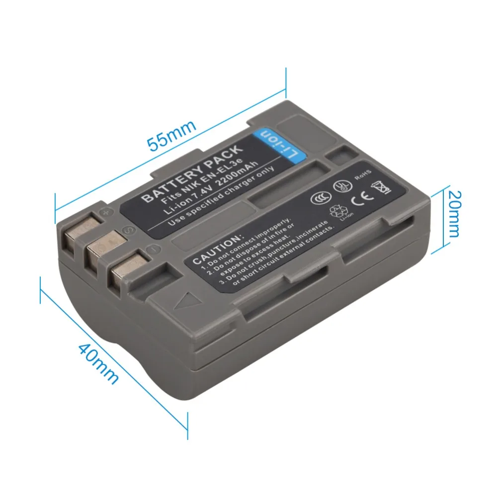 7,4 V 2200 mAh EN-EL3E ENEL3E Батарея для Nikon EN EL3E D90 D80 D300 D300s D700 D200 D70 D50 D70s D100 D-100 D-300 D-70 D-90 SLR