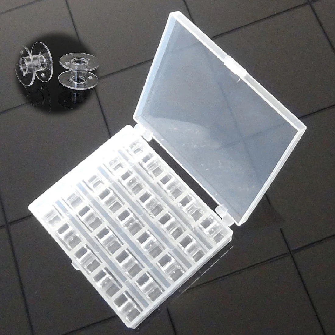 

2016 1pcs New Practical 25 Grids Sewing Machine Thread Empty Bobbins Box for Storage Spools Case Hot Selling