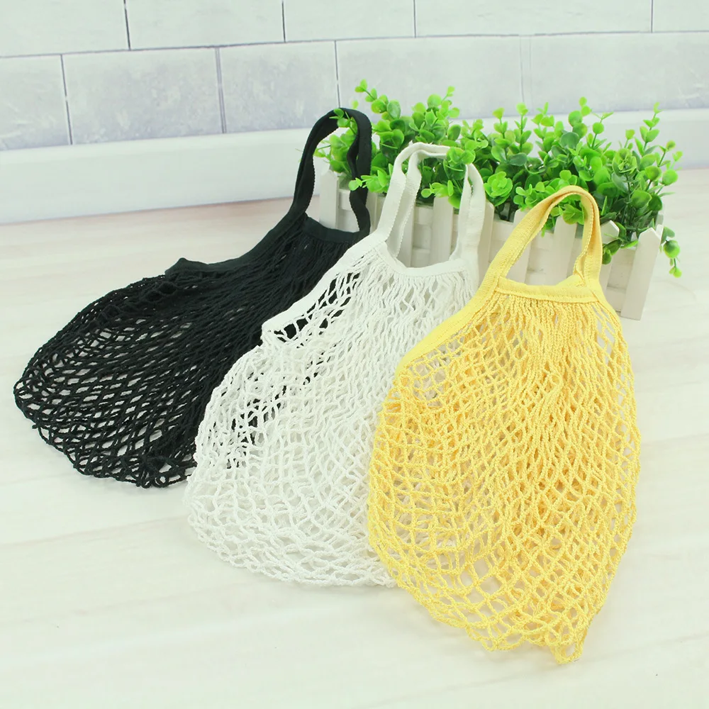 2019 New Mesh Net Shopping Bag Reusable Foldable Cotton Fruit Grocery Shopper Women Shoulder Bag Tote Case