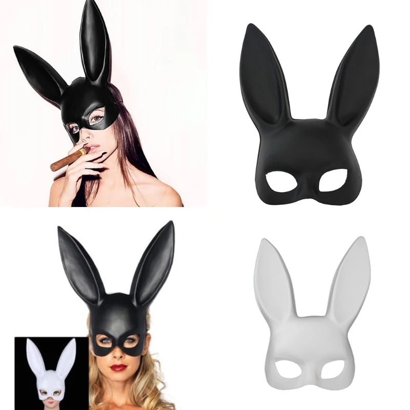 

White Black Women Girl Sexy Rabbit Bunny Long Ears Mask Halloween Party Cosplay