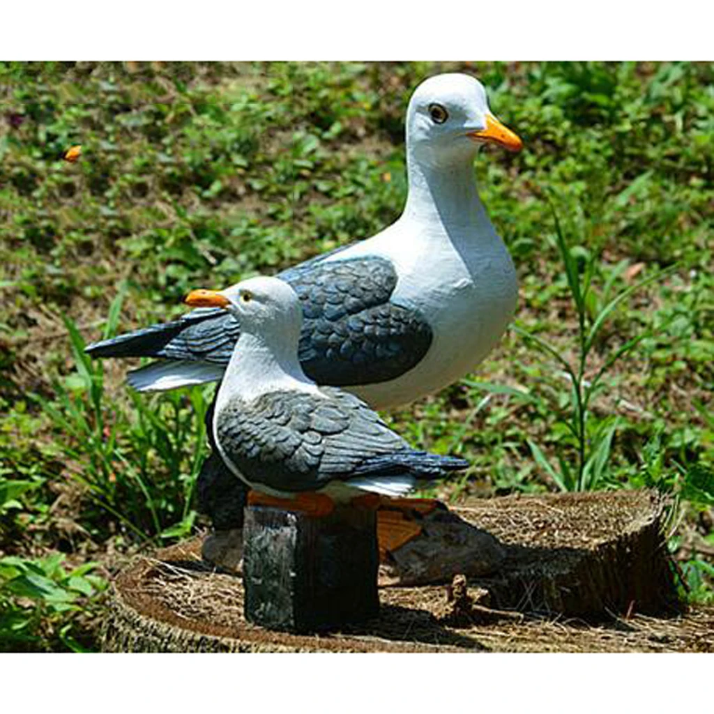 Garden Lawn Patio Craft Landscape Seagull Decor Statue Animal Figurines Figure Sculpture Ornament 
