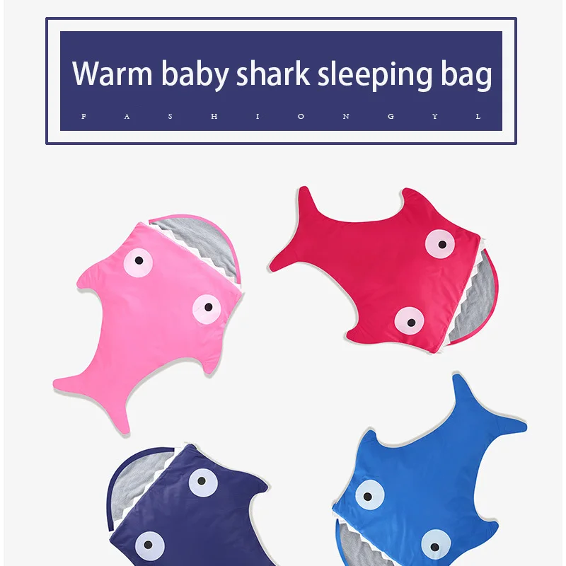 Четырехцветный спальный мешок с акулой для новорожденных, спальный мешок, зимний спальный мешок для коляски, Пеленальное Одеяло, постельное белье, милый детский спальный мешок