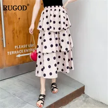 RUGOD пятнистые женские юбки с высокой талией Каскадный гофрированный многослойный элегантный розовый сладкий корейский стиль весна длинные юбки falda