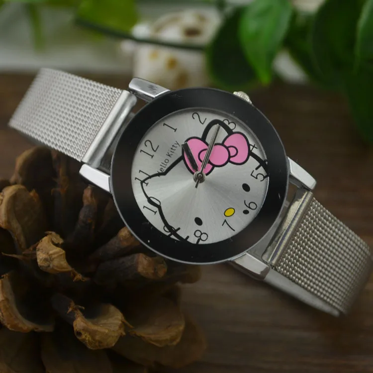 

Fashion Hello Kitty Women Watches Stainess Steel Mesh Band Quartz Watch Ladies Watches Womage Watch dames horloge bayan kol saat