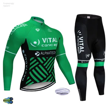 

Men VITAL Long Sleeve Cycling Suit Mountain Biking Clothes Set Pro Team MTB Bike Bicycle Cycling Jersey and Pants Winter Fleece
