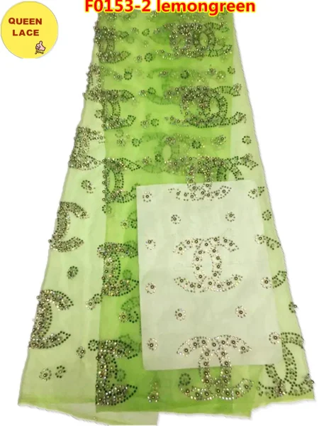 Последняя африканская Тюль-кружевная вышивка французская кружевная ткань бисером Свадебная кружевная ткань кружевная отделка - Цвет: lemongreen