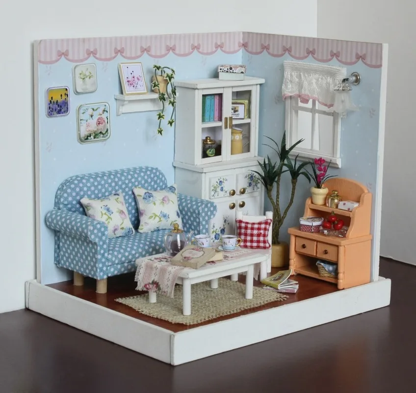 Кукольный домик Миниатюрный DIY кукольный с мебелью Рождественский игрушки для