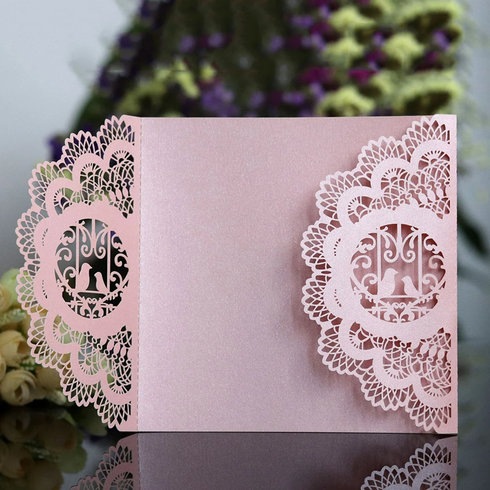  10PCS Laser Cut Wedding Invitation Card Lace Business Party Invitation Cards Covrs - 32958642915