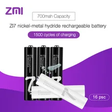 16pcs/lot Xiaomi Rechargeable Battery AAA 700mAh 1.2V Ni-MH ZMI ZI7 Power Bank Battery Pack For Remote Control Car Toys