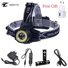 T6+COB Headlight 10000LM Zoomable LED Head torch Lights 4 Mode Rechargerable Headlamp Head Flashlight Lamp For Fishing Lantern