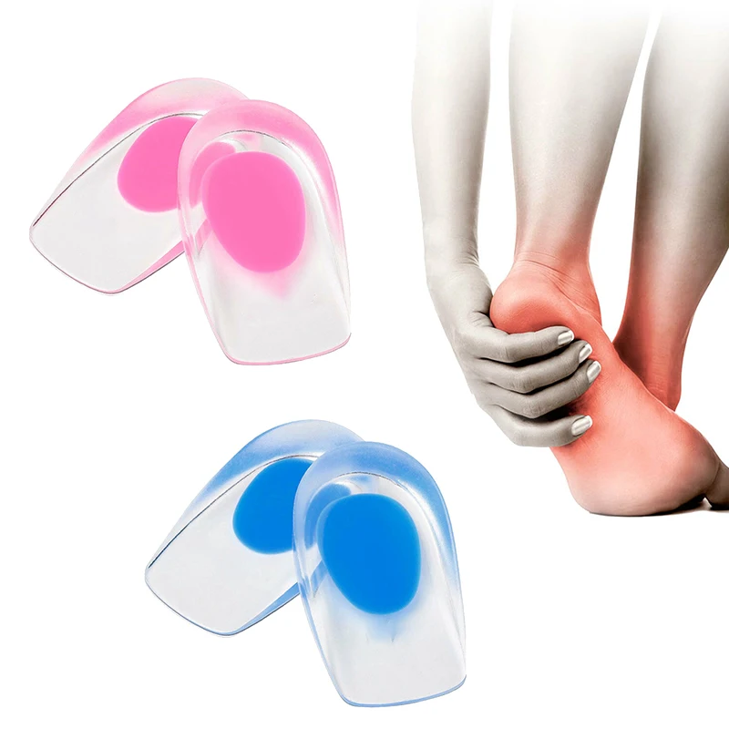 1 Pair Silicone Gel Insoles Back Pad Heel Cups Support Pad Orthotic Insoles Plantar Care Health Feet Care Support Spur