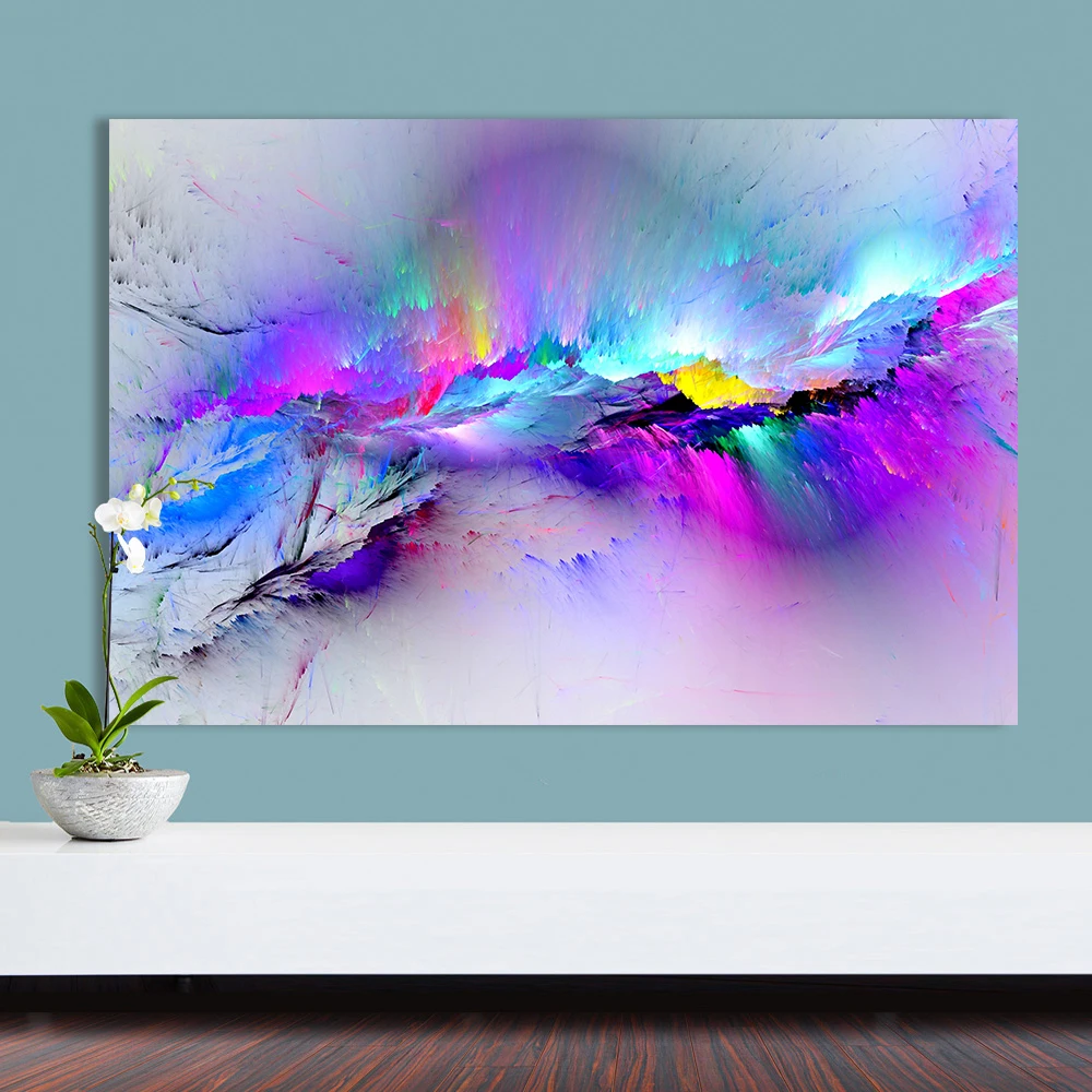 

Canvas painting wall art HD print 1 piece abstract illusive colorful cloud landscape picture nebula poster home decor for office