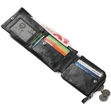 2016 11 11 High Quality Genuine Leather Wallet Fashion Three Fold Men Wallets Card Coin Purse Soft Clutch Holder Clip Swatch