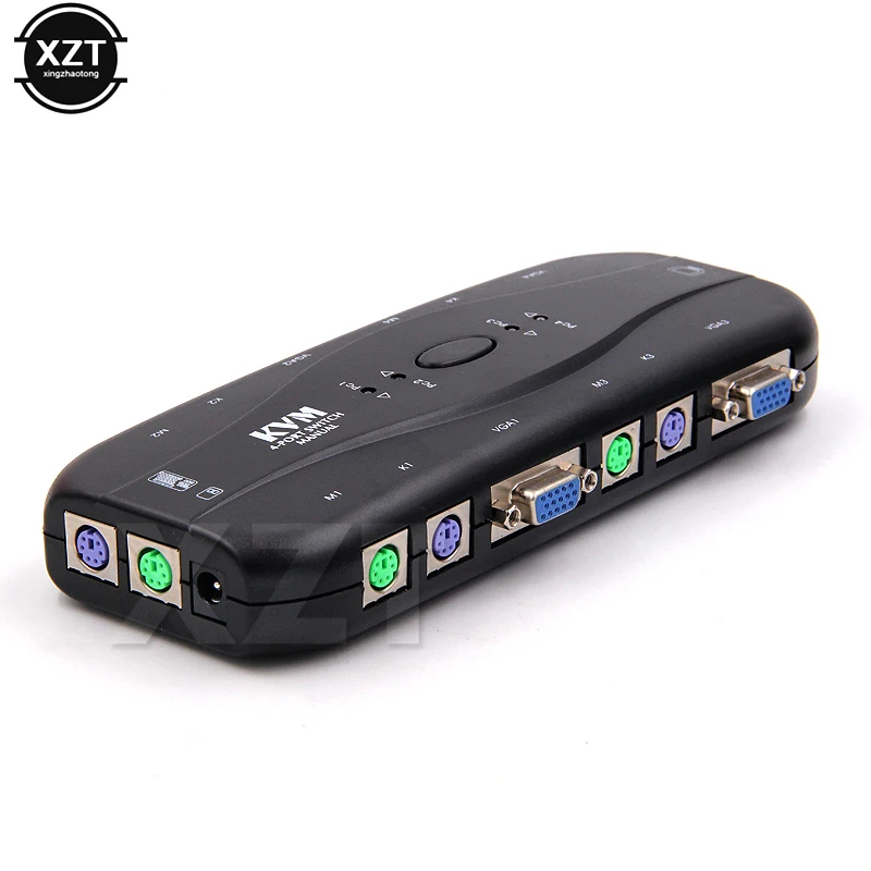 

1PCS KVM manual PS/2 switch 4 Port hub USB 2.0 Box Adapter connector keyboard Mouse 4 in Computers Use 1 out monitor