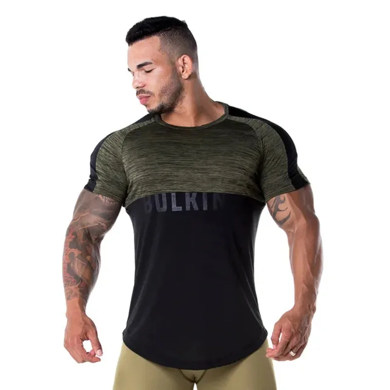 

Men Fashion New Slim Fitness T-Shirt Bodybuilding Workout Casual Male T Shirts