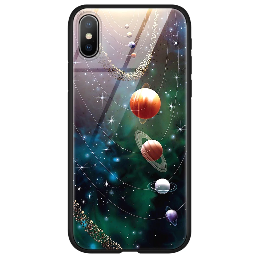 Роскошный чехол из закаленного стекла TPU для Fundas iPhone 11 Pro X XR XS Max 3D принт Космос Coque для iPhone 6 6S 7 8 Plus 10 чехол для телефона - Цвет: xk10quan