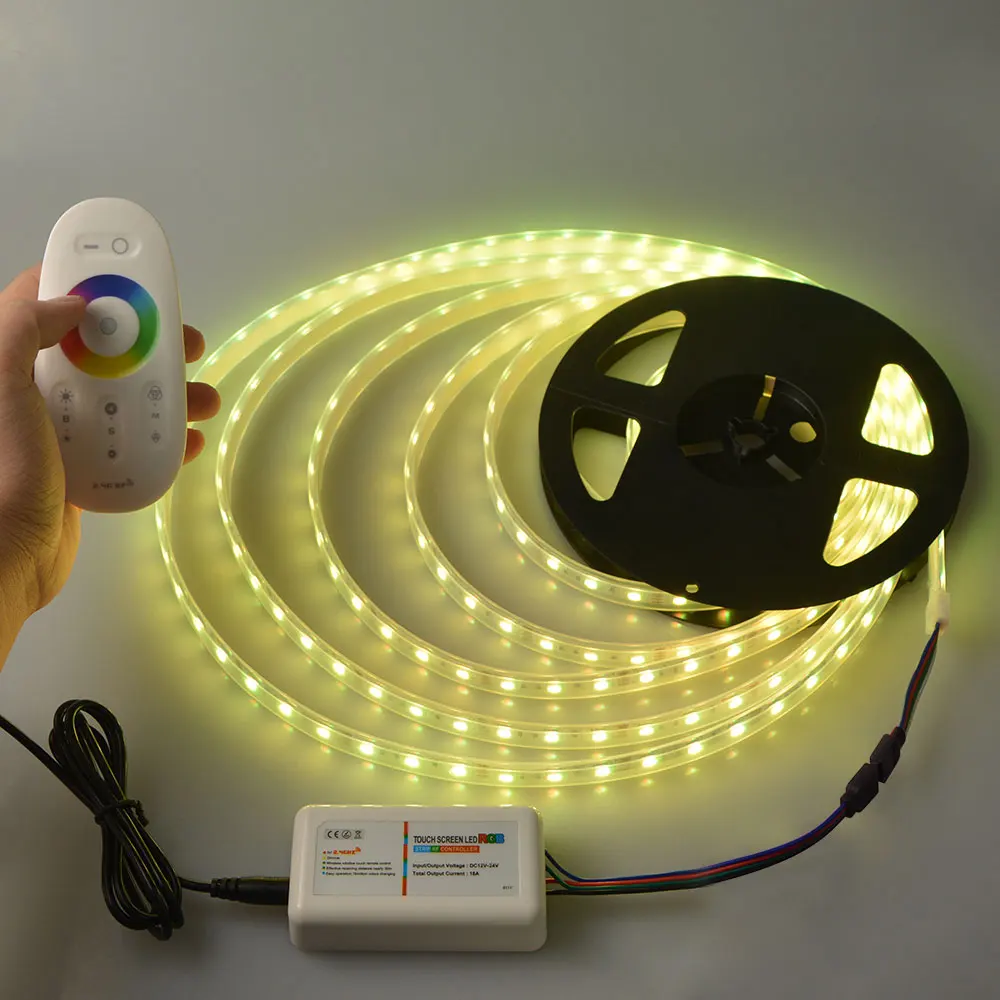 IP67 водонепроницаемая 5 м RGB 5050 SMD силиконовая трубка лента/2 4G DC12V 24V светодиодный