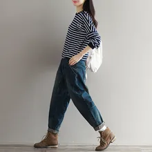 Весенние модные джинсы большого размера женские гаремные брюки повседневные брюки джинсовые широкие брюки винтажные женские джинсы бойфренды Топы vaqueeros