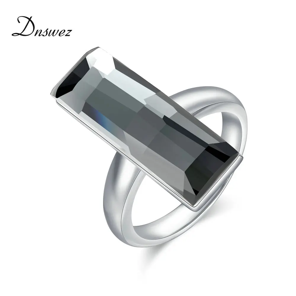 

Dnswez New Arrival Big Gray Glass Ring for Lady Vintage Retro Style Luxury Rings Accessories for Women Girl Lady Party R1946