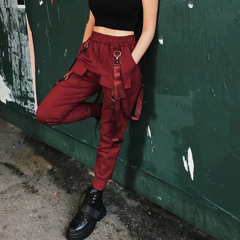 female cargo pants black