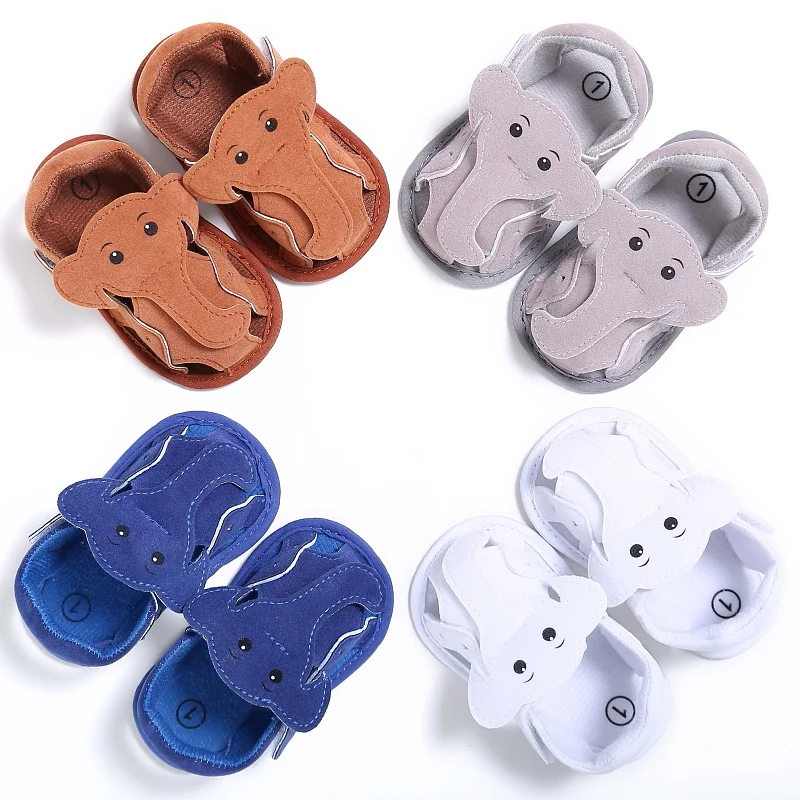  Cute Elephant Pattern Hollow Baby Boy Casual Prewalkers Soft Sole Summer Shoes 0-18 M 4 colors