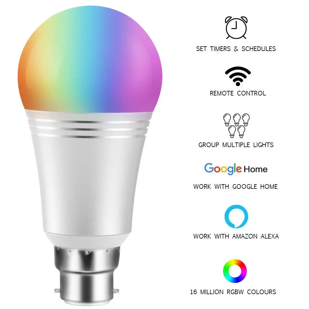 

Smart LED Light Bulb WiFi LED Lamp B22 60W Equivalent(7W) Dimmable Smartphone Controlled Works with Alexa,Google Home Assistant
