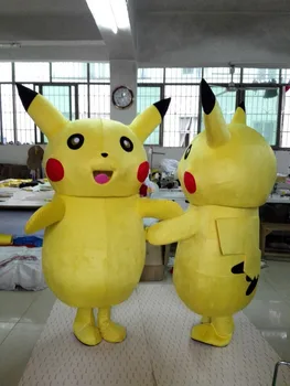 

Lovely Yellow Pikachu Pokemon Mascot Costume Fancy Dress With Red Blusher Bright Small Black Nose Fat Yellow Belly No.5976 F S