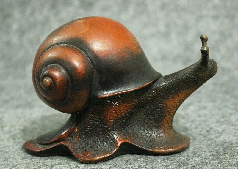 WBY Old Folk Chinese Red Bronze Lovely Snail Animal Decoration Statue Sculpture | Дом и сад