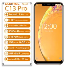 OUKITEL C13 Pro 6,1" 19:9 Android 9,0 отпечаток пальца 4G LTE смартфон Face ID MT6739 четырехъядерный 2 Гб 16 Гб 5G/2,4G wifi мобильный телефон